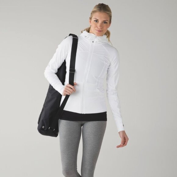 Lululemon Zip Up Hoodie Jacket with Pockets & Thumbholes in Cream/White - Picture 3 of 12